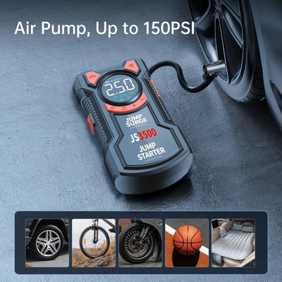 Portable Car Jump Starter with Air Compressor, 150PSI 3000A Car Battery Jump Starter