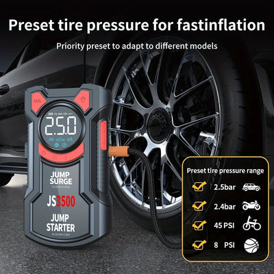 Portable Car Jump Starter with Air Compressor, 150PSI 3000A Car Battery Jump Starter