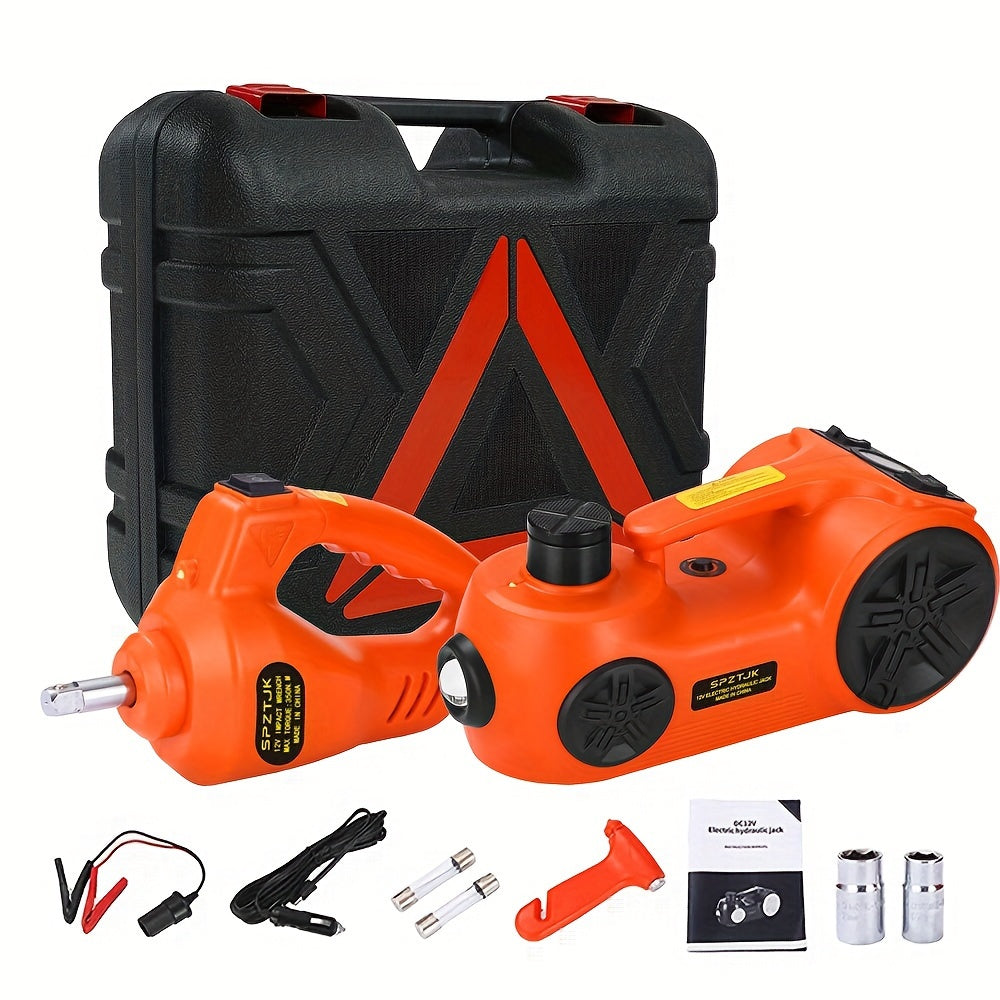 Electric Car Jack Kit 5T | 12V Hydraulic Lift with Impact Wrench – Blue