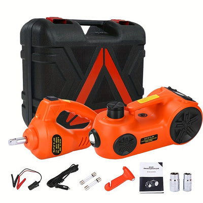 Electric Car Jack Kit 5T | 12V Hydraulic Lift with Impact Wrench – Blue