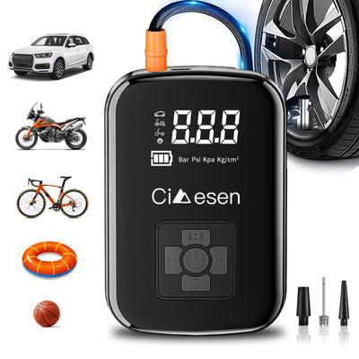 Fast Cordless 1pc Tire Inflator Portable Air Compressor - Digital Display Multi-function Nozzle Adapter