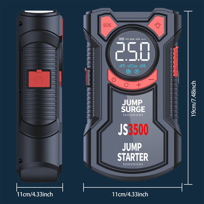 Portable Car Jump Starter with Air Compressor, 150PSI 3000A Car Battery Jump Starter