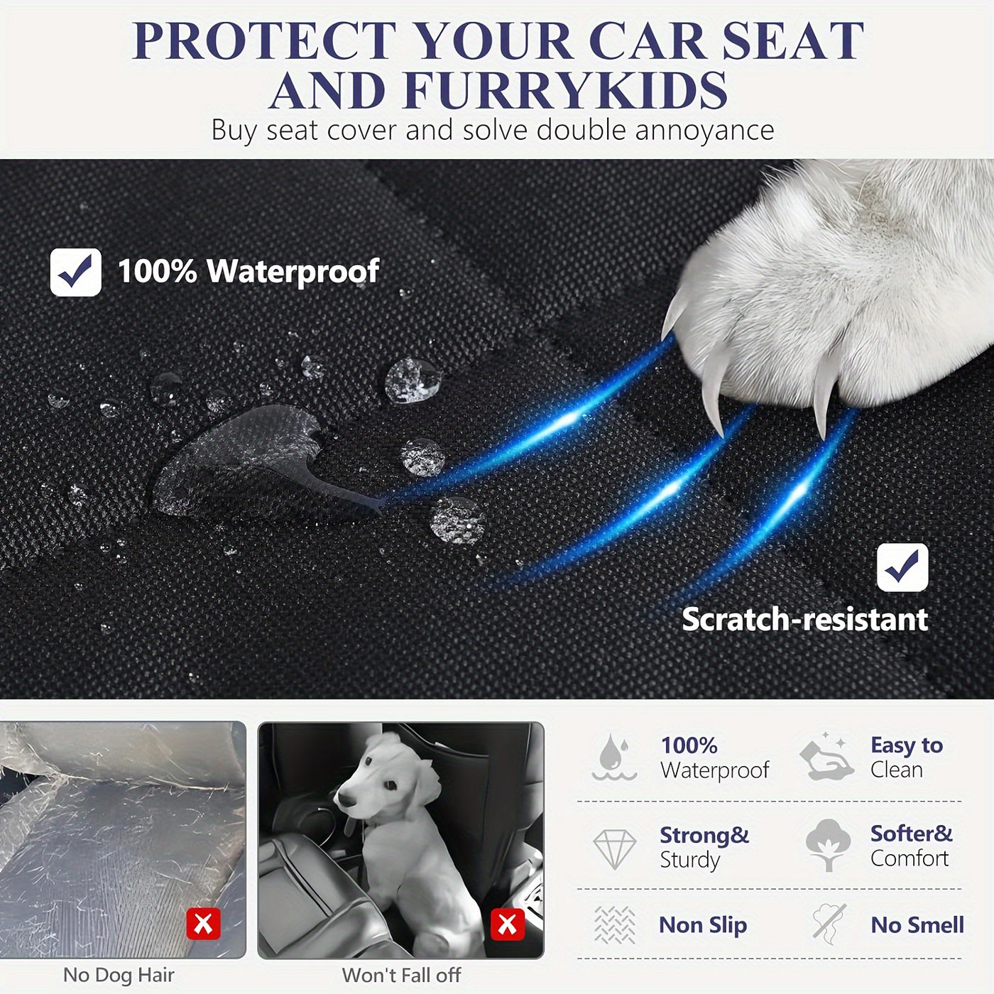 Luxury Quilted Dog Seat Cover for Cars uty Waterproof Pet Hammock