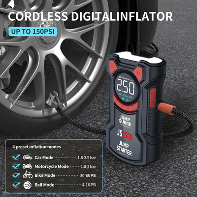 Portable Car Jump Starter with Air Compressor, 150PSI 3000A Car Battery Jump Starter