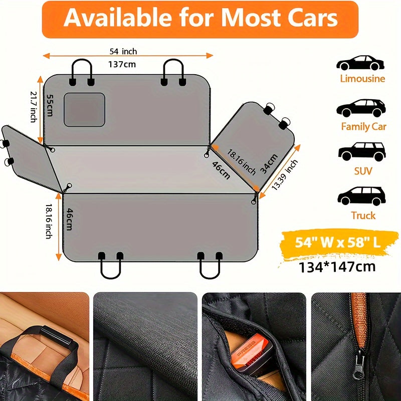 Luxury Quilted Dog Seat Cover for Cars uty Waterproof Pet Hammock
