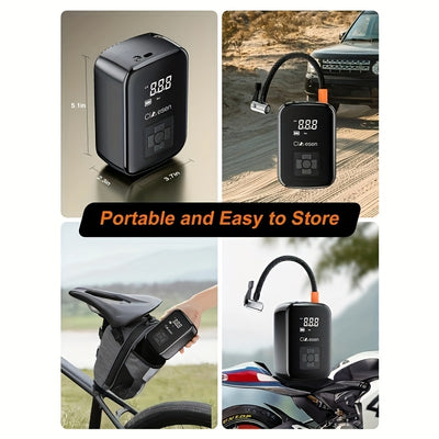 Fast Cordless 1pc Tire Inflator Portable Air Compressor - Digital Display Multi-function Nozzle Adapter