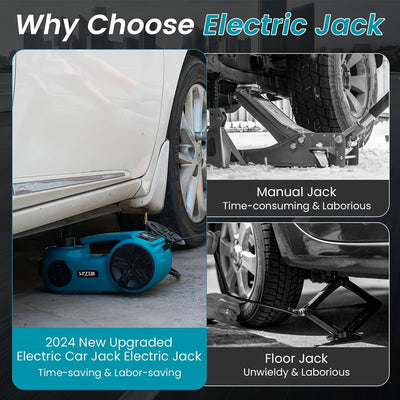 Electric Car Jack Kit 5T | 12V Hydraulic Lift with Impact Wrench – Blue